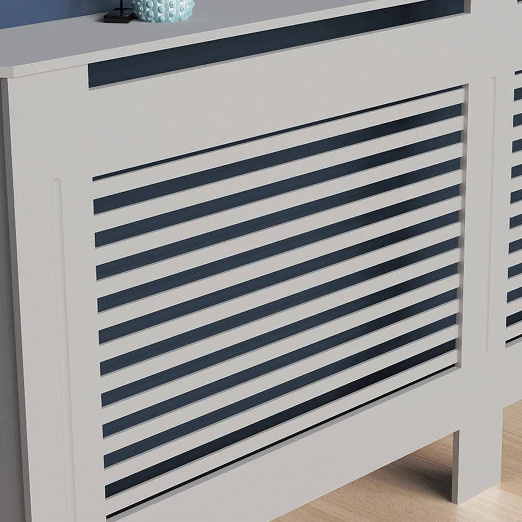 FATIVO Grey Radiator Cover – 92cm Tall MDF Wood Cabinet Heater Shelf