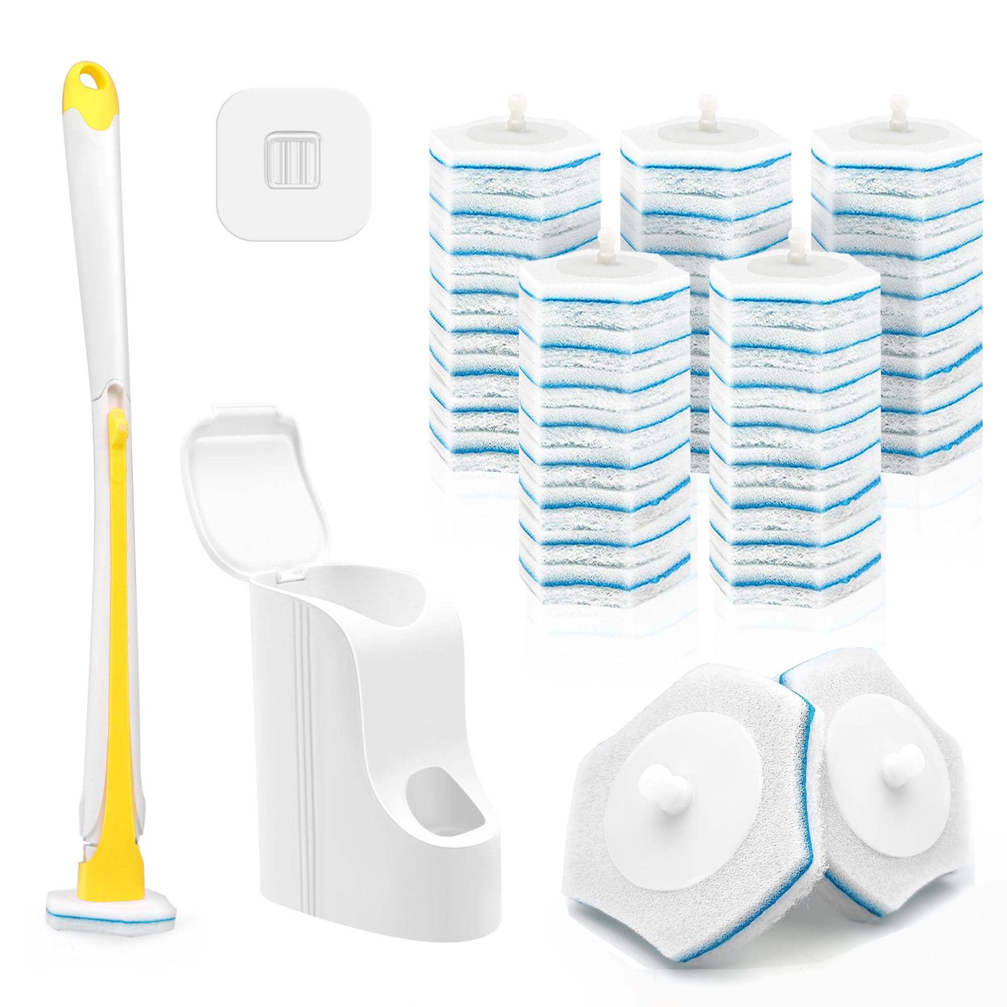 Dolanx Disposable Toilet Brush Set | Wall Mounted Wand with 40 Refills