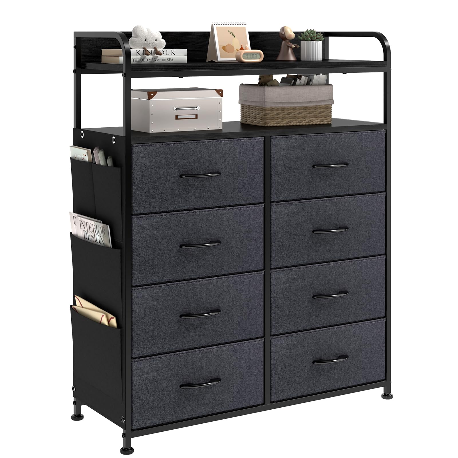 Mintnook 8-Drawer Bedroom Dresser – Fabric Storage Unit with Wood Shelves
