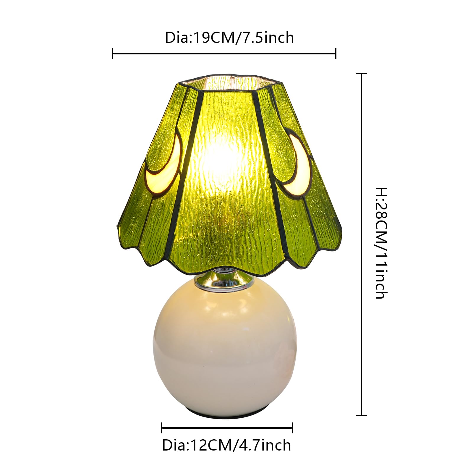 KIPHEPI Mushroom Lamp | Stained Glass Moon Nightstand Table Light