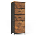 CAIYUN 5-Drawer Chest of Drawers | Tall Brown Fabric Storage Dresser