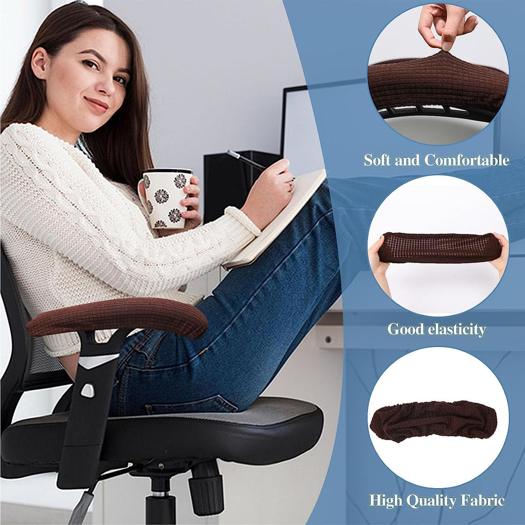 XIEHUZA 2 Pair Office Chair Armrest Covers, Office Removable Arm Rest Covering, Elastic Chair Armrest Pads, Office Seat Hand Rest Protector - image 3