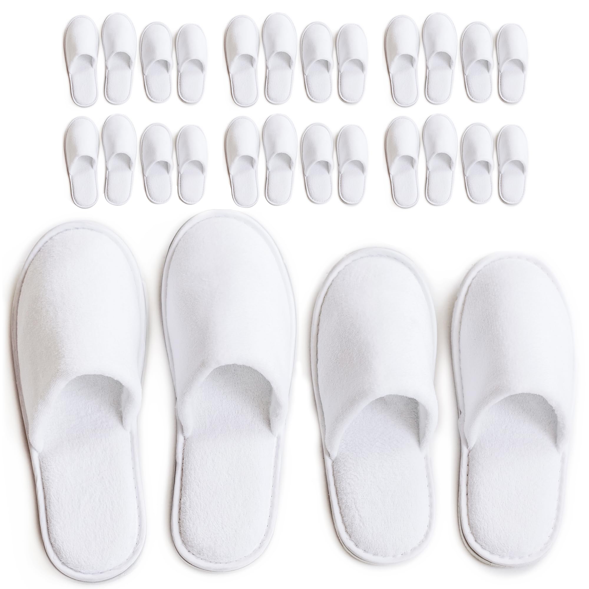 Modlux Cotton Velvet Disposable Spa Slippers - 12 Pair Pack, White
