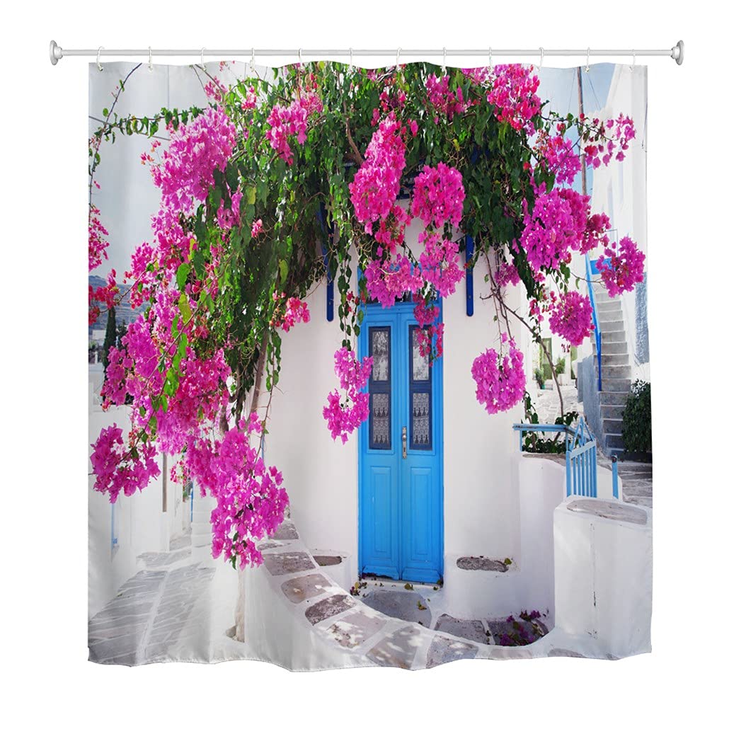 Goodbath Extra Long Shower Curtain | Greek House 3D Waterproof Polyester