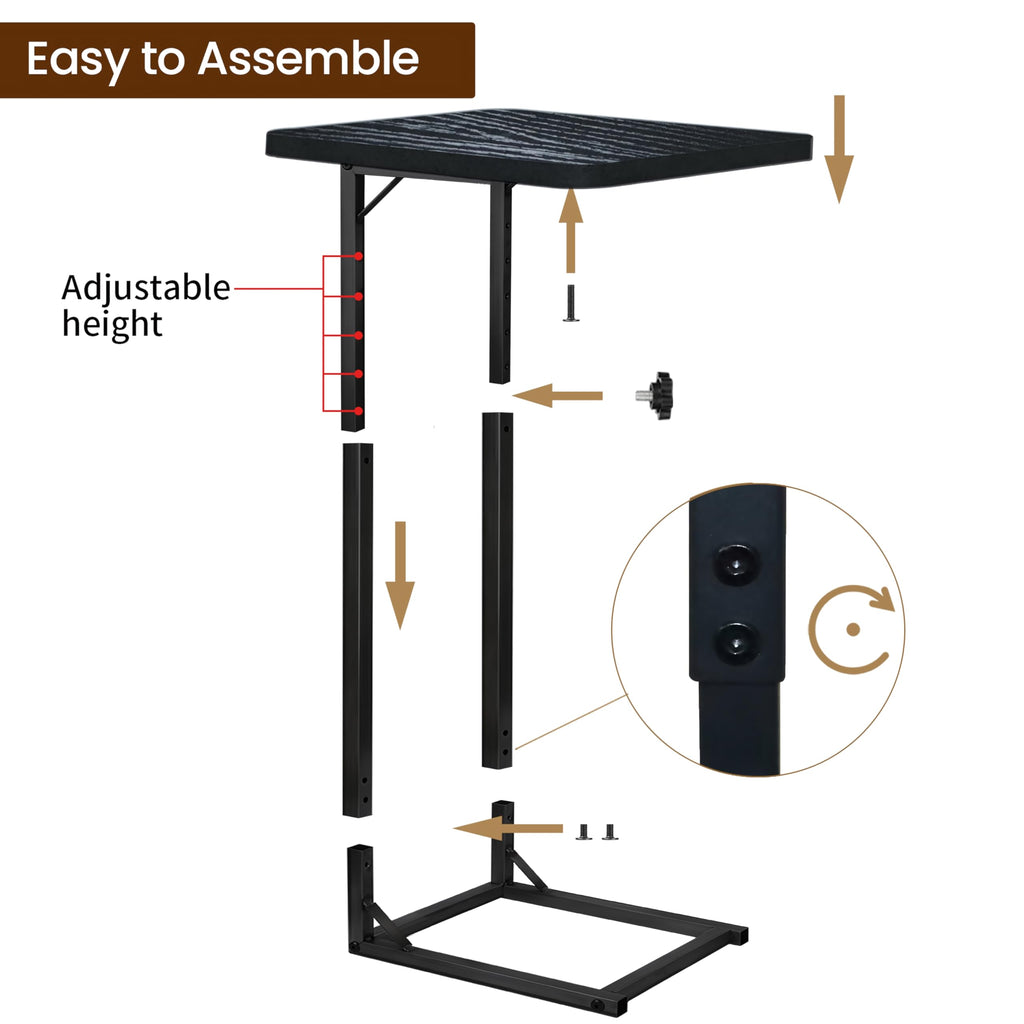 OFIDELITY Side Table, Height Adjustable C Table, End Table for Sofa, Couch & Bedside, Small Coffee Table with Metal Frame for Living Room & Bedroom - image 3