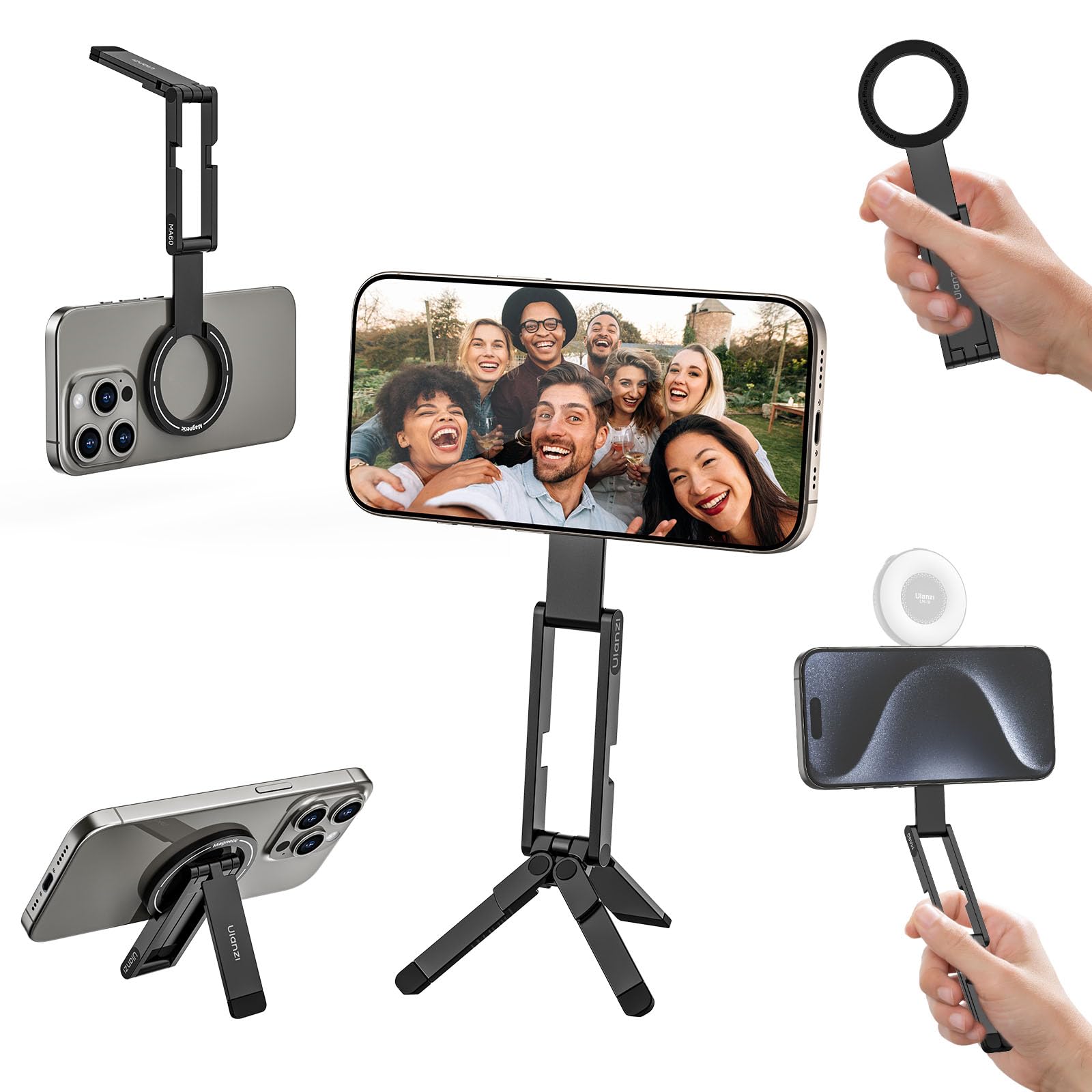ULANZI MA60 Magnetic Phone Tripod – 3-in-1 Aluminum Mini Selfie Stick