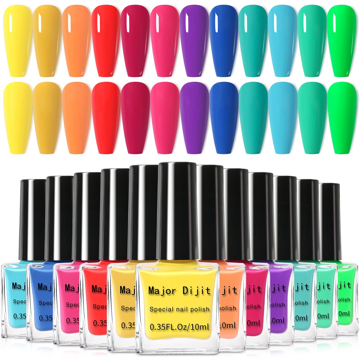 DouborQ 12 Color Nail Polish Set | Air Dry Bright Summer Polish Kit