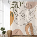 Boho Abstract Girl Face Shower Curtain | Beige Polyester 150x180cm