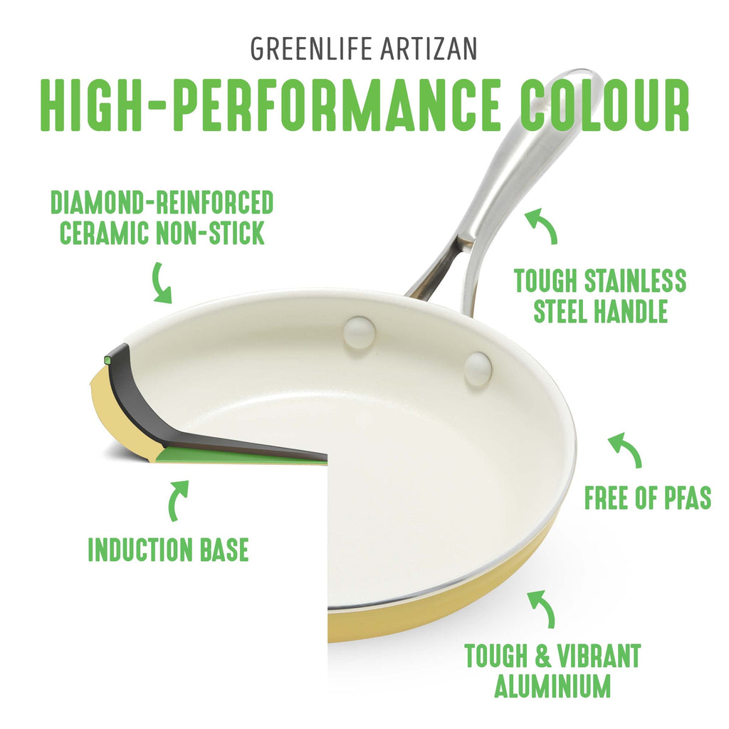 GreenLife Artizan 12-Piece Ceramic Non-Stick Cookware Set | Yellow