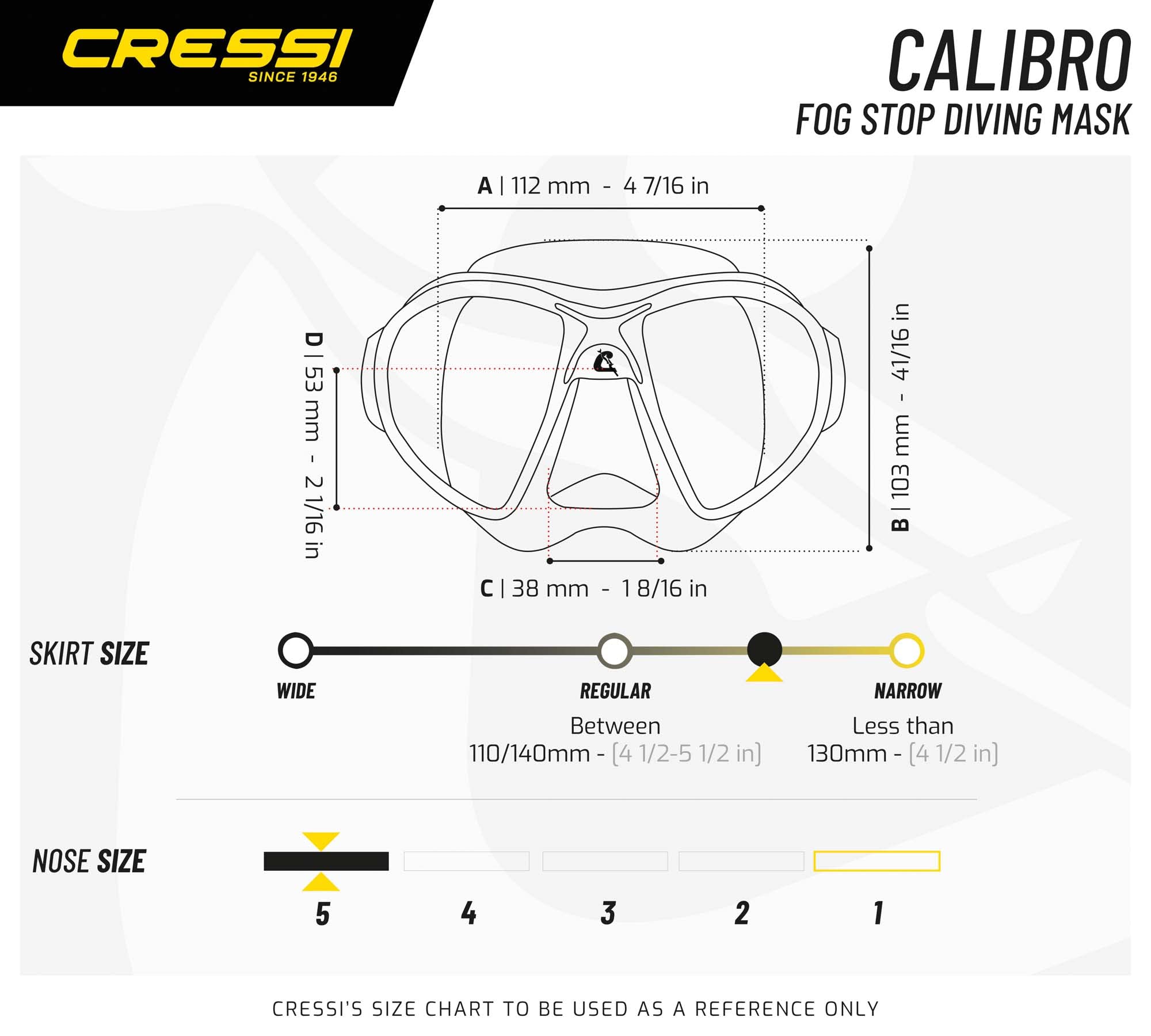 Cressi Calibro Diving Mask – Low Volume Anti-Fog Freediving Gear