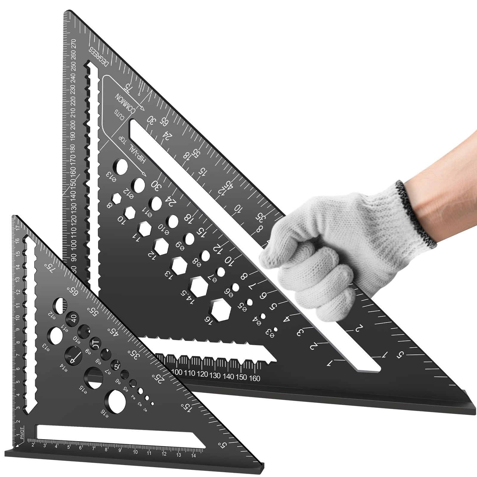 Flintronic 2-Piece Speed Square Set | Aluminum Woodworking Rulers