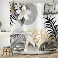 ASDCXZ Black Gold Leaves Shower Curtain | Waterproof Polyester 180x180cm