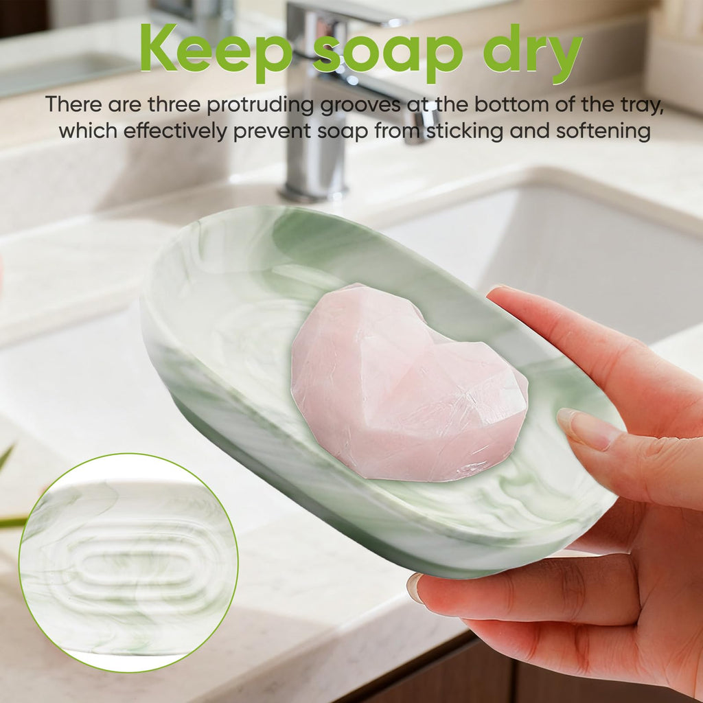 Anti-Slip Ceramic Soap Dish, Marble Soap Dishes for Bathrooms and Kitchens - image 4