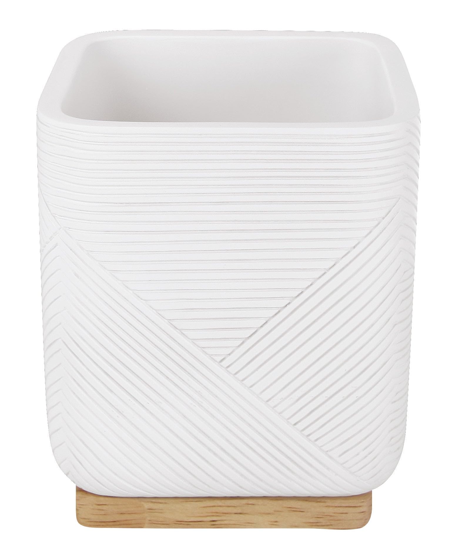 Kleine Wolke Crossover Toothbrush Beaker – White Polyresin & Bamboo