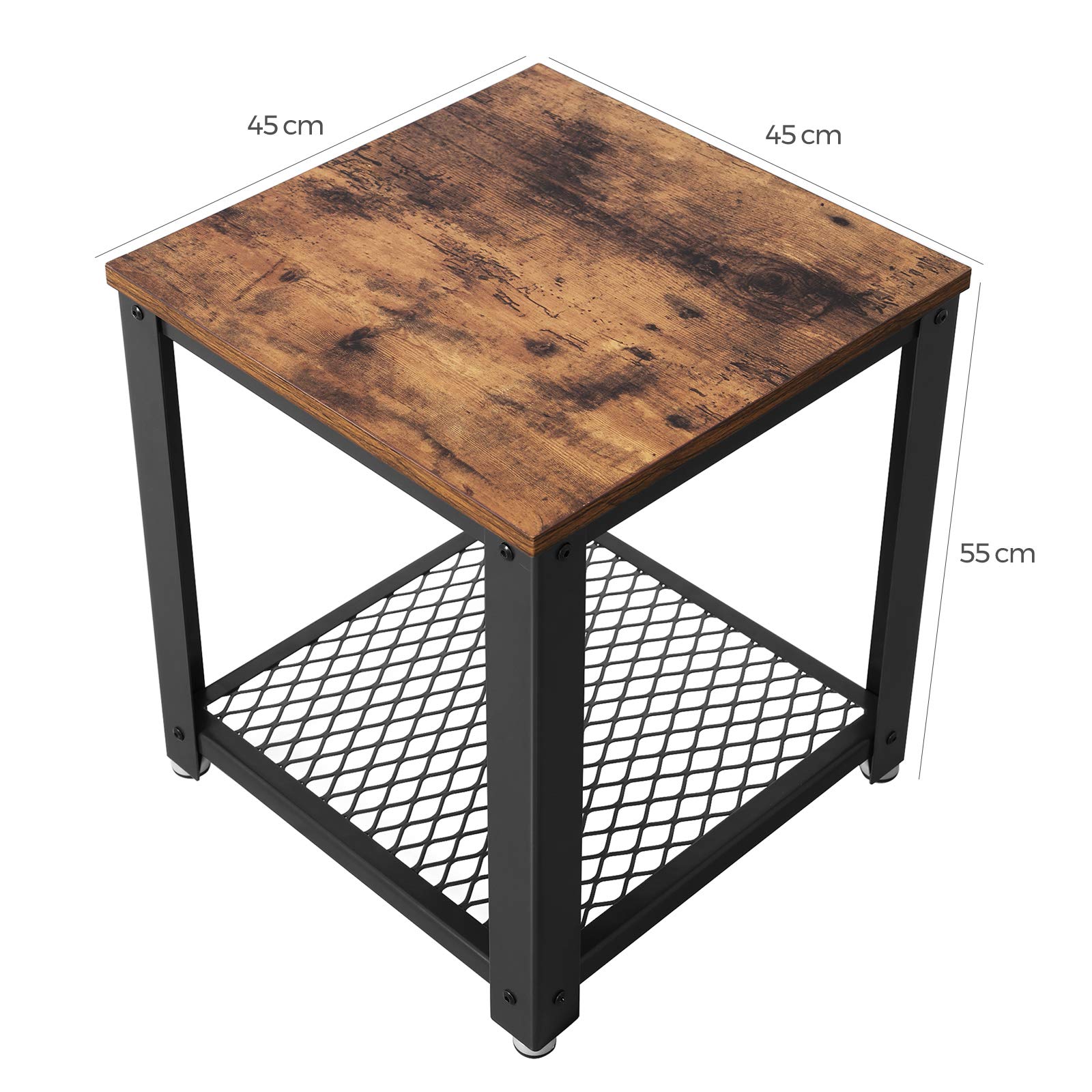 VASAGLE Industrial Side Table | Rustic Brown End Table with Metal Frame