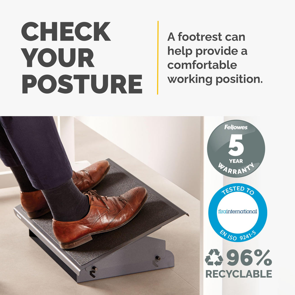 Fellowes Professional Series Ergonomic Foot Rest – 3 Height Positions, Black