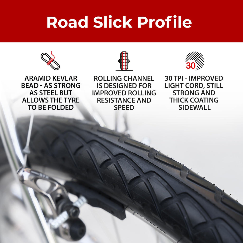 Fincci 26 x 2.125 Slick Hybrid Foldable Bike Tyres with Tubes | 2 Pack