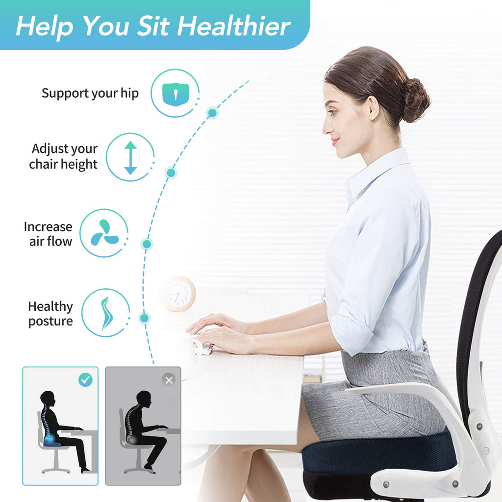 Feagar Orthopedic Memory Foam Seat Cushion for Sciatica & Tailbone Relief