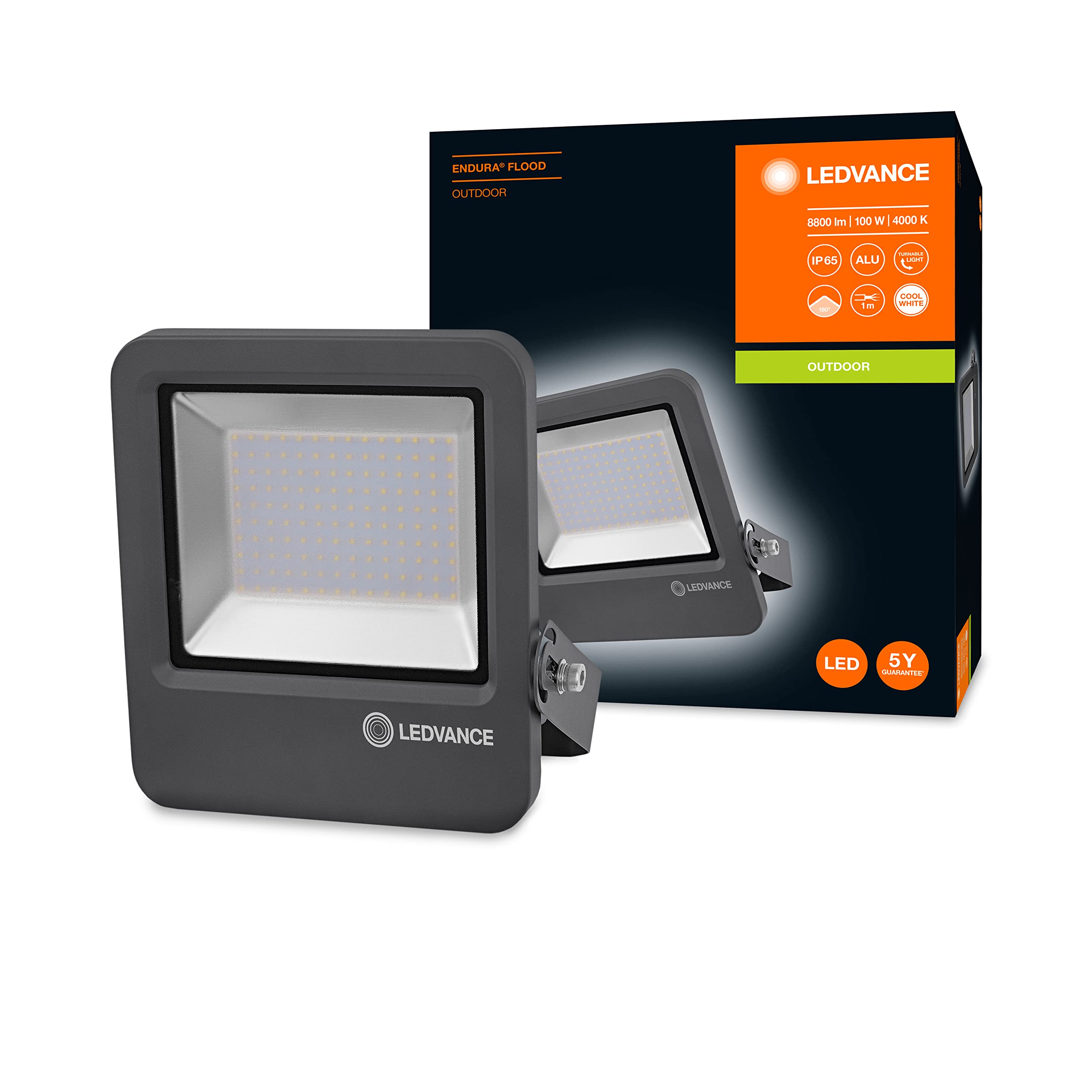 Jolof Store LED Floodlight – 100W IP65 Aluminum Wall Light, 4000K