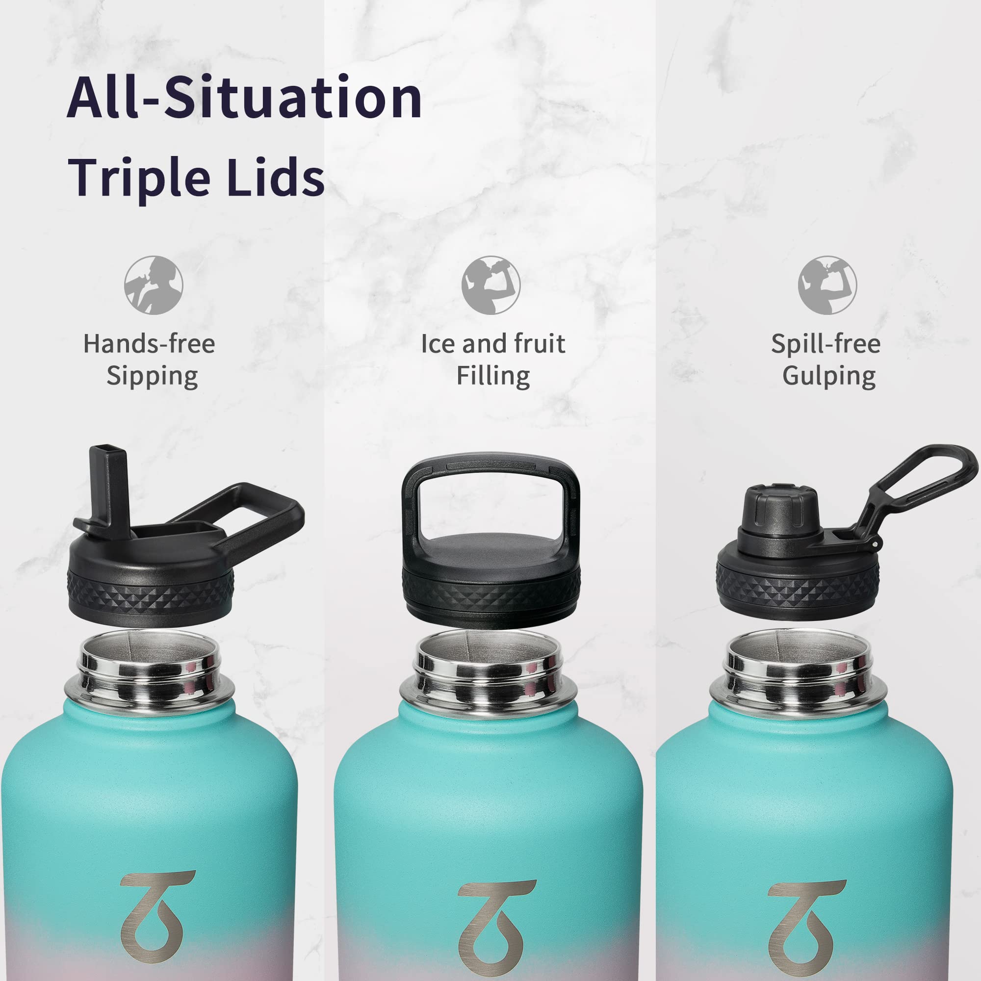 Trebo 2L Insulated Stainless Steel Water Bottle with Paracord Handle