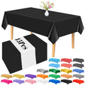 PLULON 15-Pack Black Plastic Tablecloth | 54x108 Rectangular Table Cover