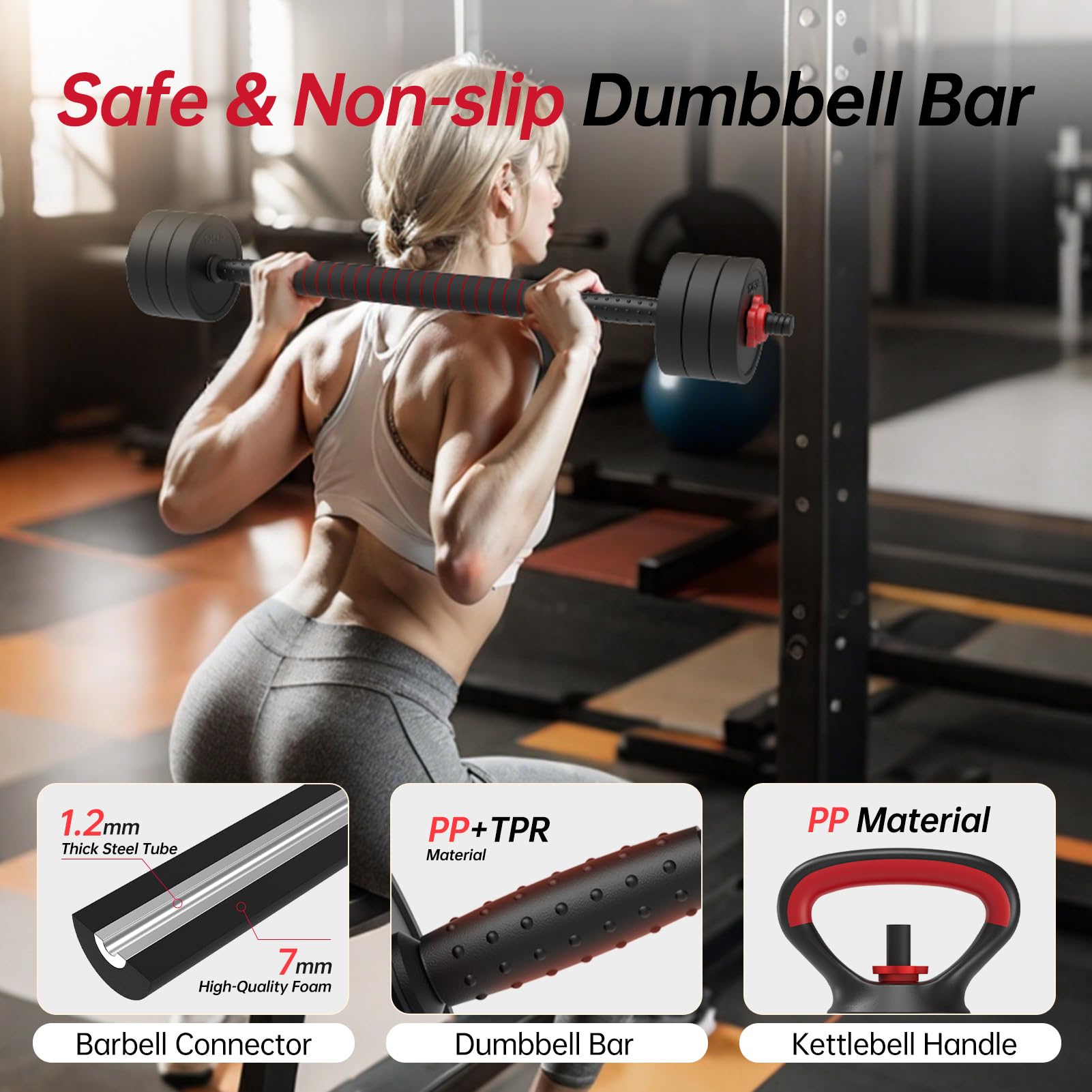 JOROTO 4-in-1 Adjustable Dumbbell Set | Kettlebell & Barbell Home Gym Weights
