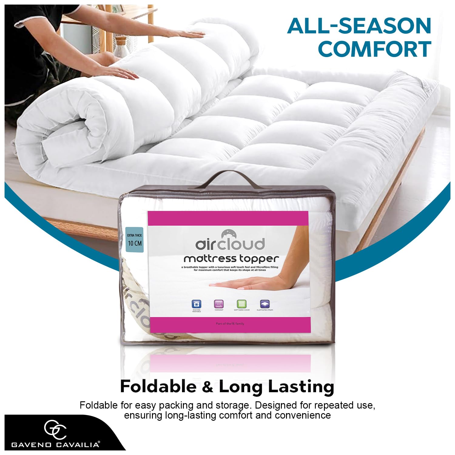 GC Gaveno Cavailia King Size Mattress Topper | 10cm Deep Quilted Pad