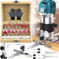 800W Palm Router - Electric Wood Trimmer with 15 Bits Set