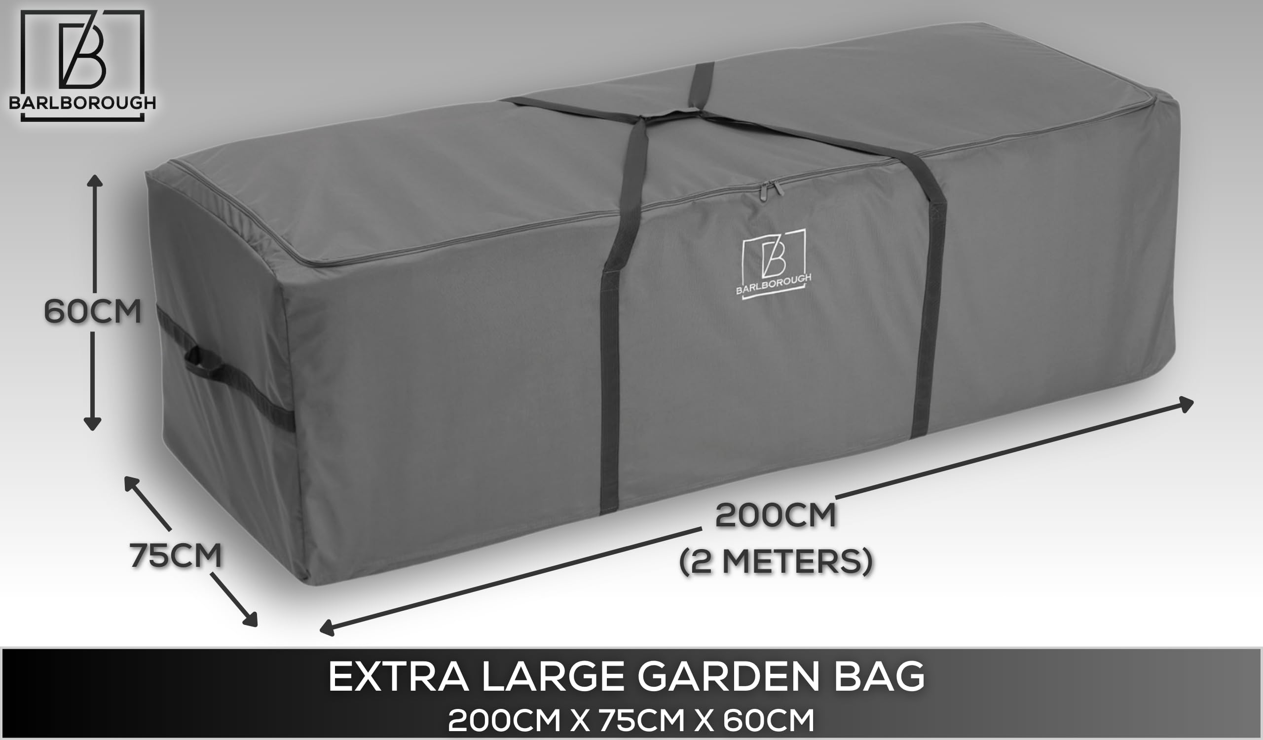 Barlborough Garden Cushion Storage Bag - Heavy Duty XL Cover - Grey