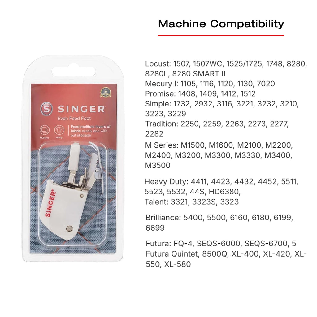 SINGER Even Feed Walking Presser Foot for Quilting and Heavy Fabrics