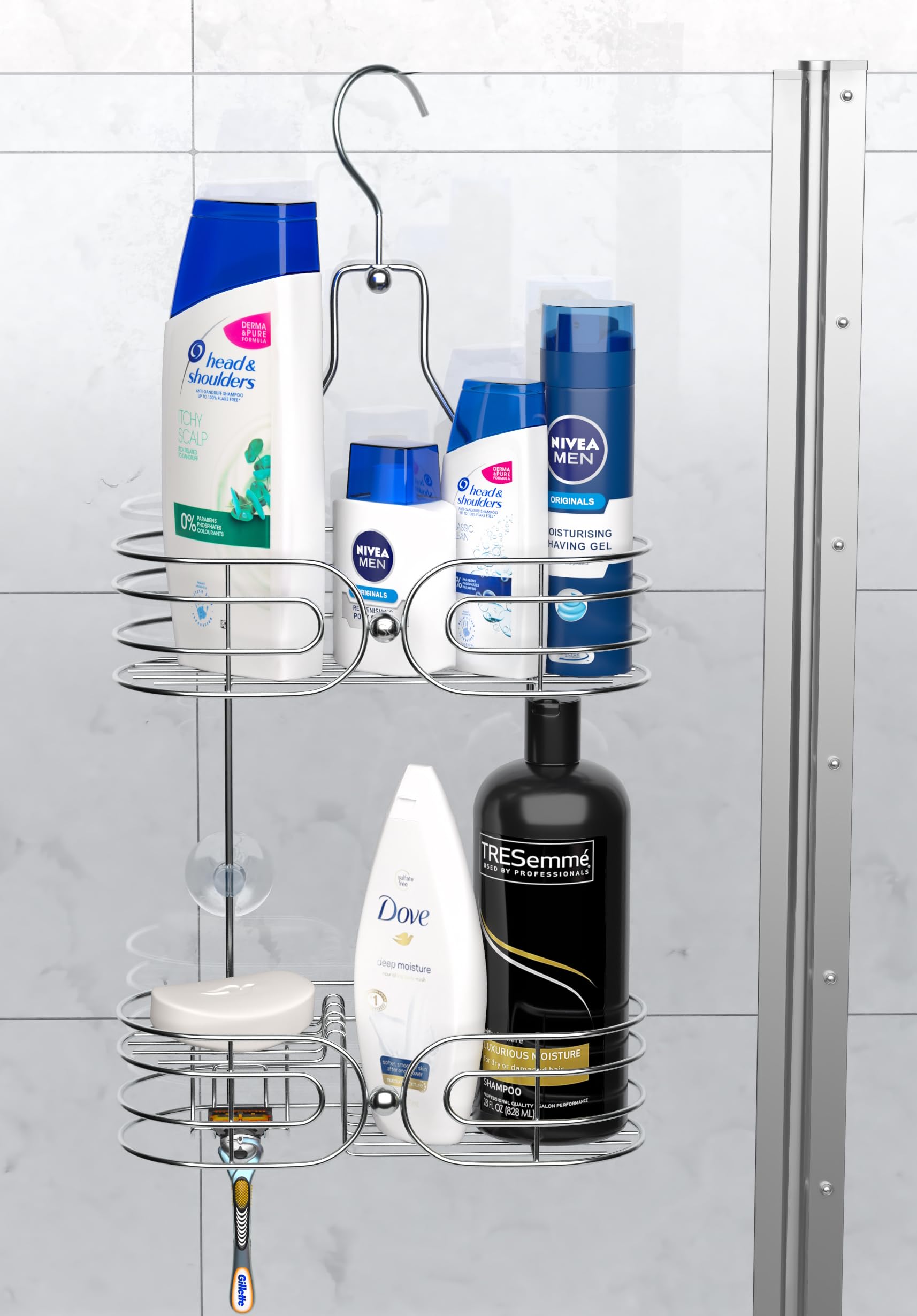 SKATCO Hanging Shower Caddy – 2-Tier Rust-Proof Stainless Steel Organizer