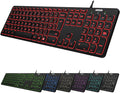 Arteck Backlit Wired Keyboard – Full Size USB Keyboard with 7 Colors