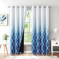 Beauoop Blue Ombre Blackout Curtains – Moroccan Geometric 90 Inch Drop