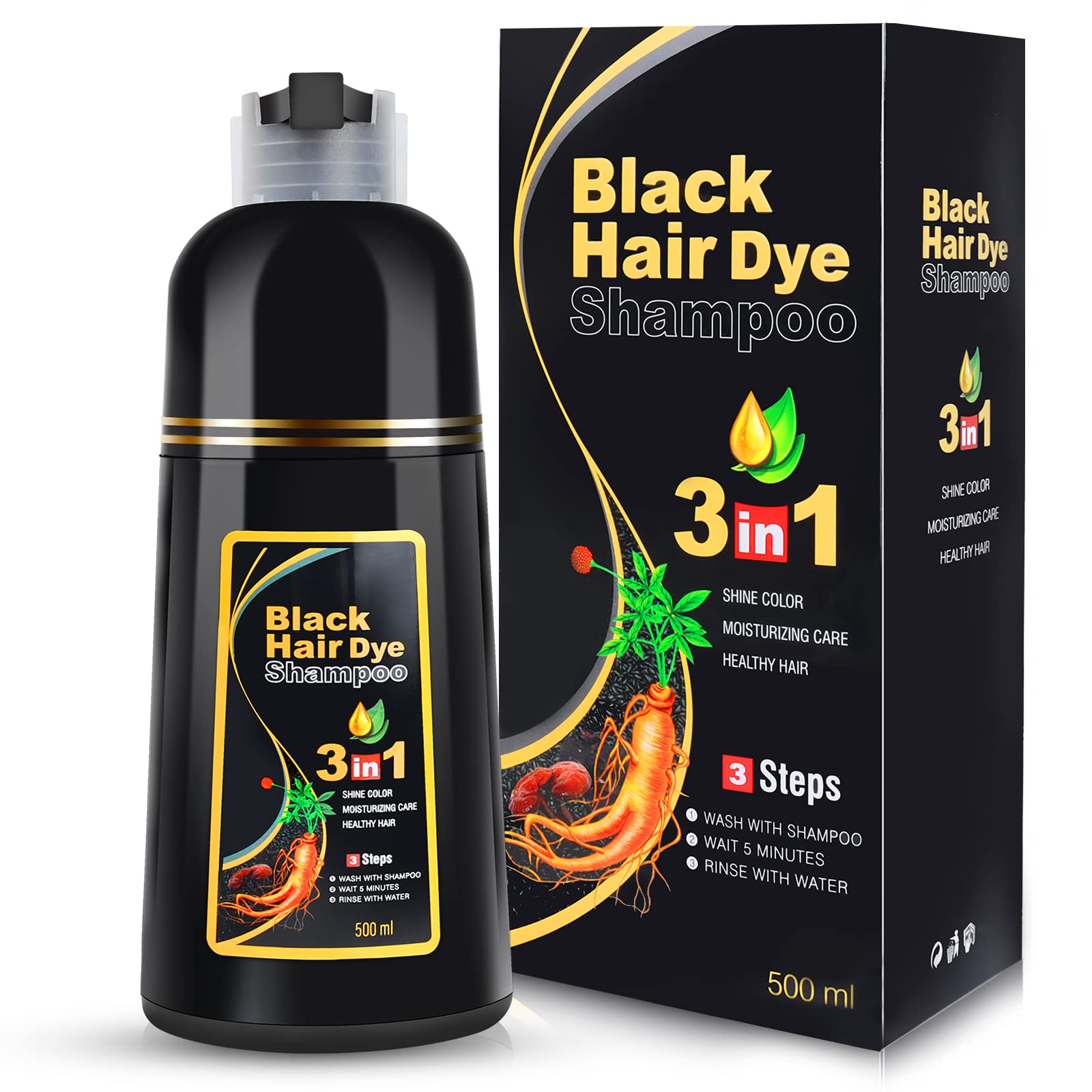 BOJICA Black Hair Dye Shampoo | 3-in-1 Herbal Grey Coverage for Men & Women