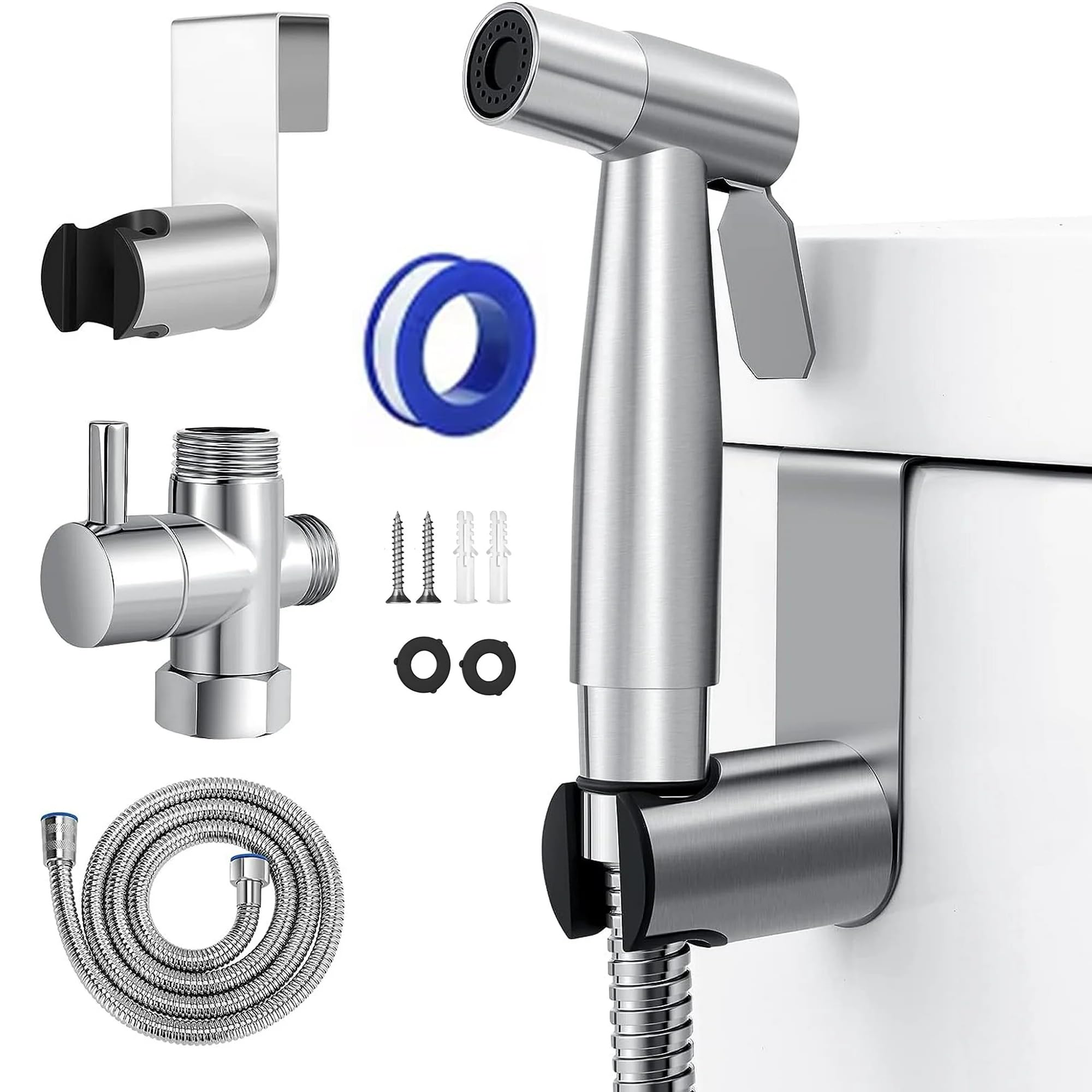 Zuvo Handheld Bidet Shower Spray - Stainless Steel Shattaf Kit with Hose
