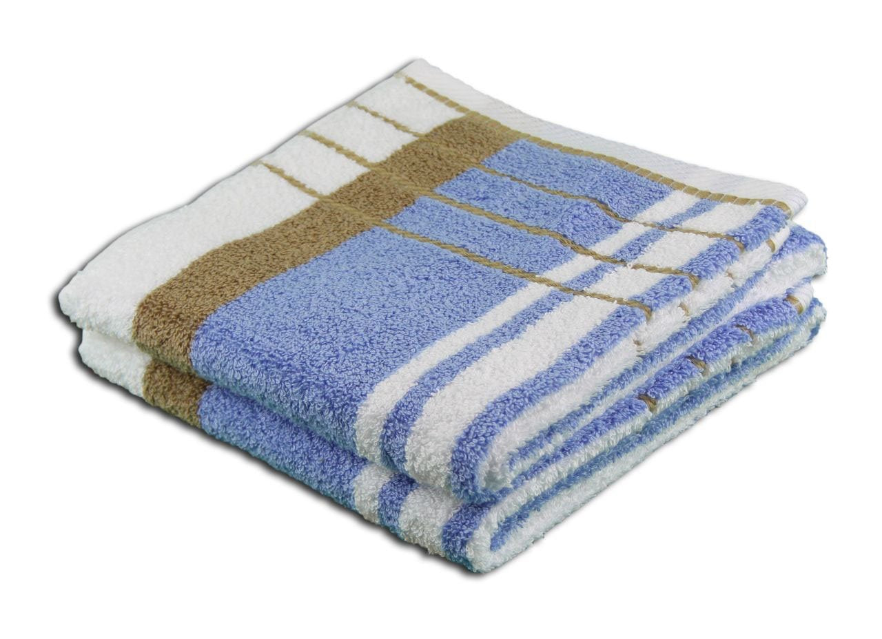 Gözze Berlin Cotton Hand Towel Set of 2 – Striped Beige/Blue 50x100cm