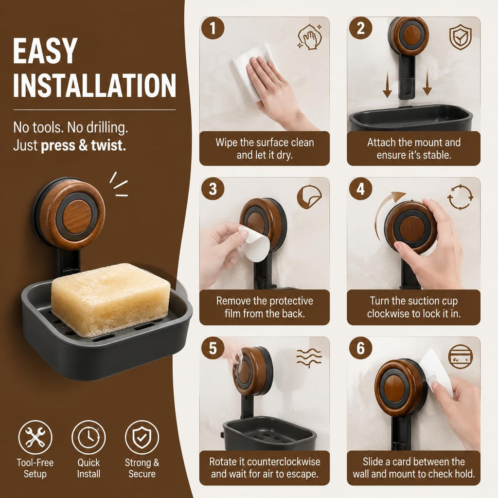 2PCS Double Layer Soap Dish for Shower Wall Mounted Suction Cup Soap Holder - image 5