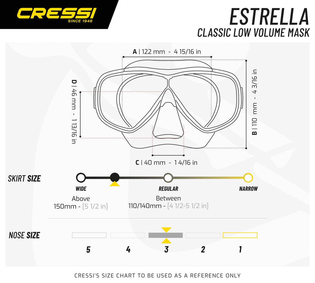 Cressi Estrella Single Lens Snorkeling Mask – Black Silicone, One Size