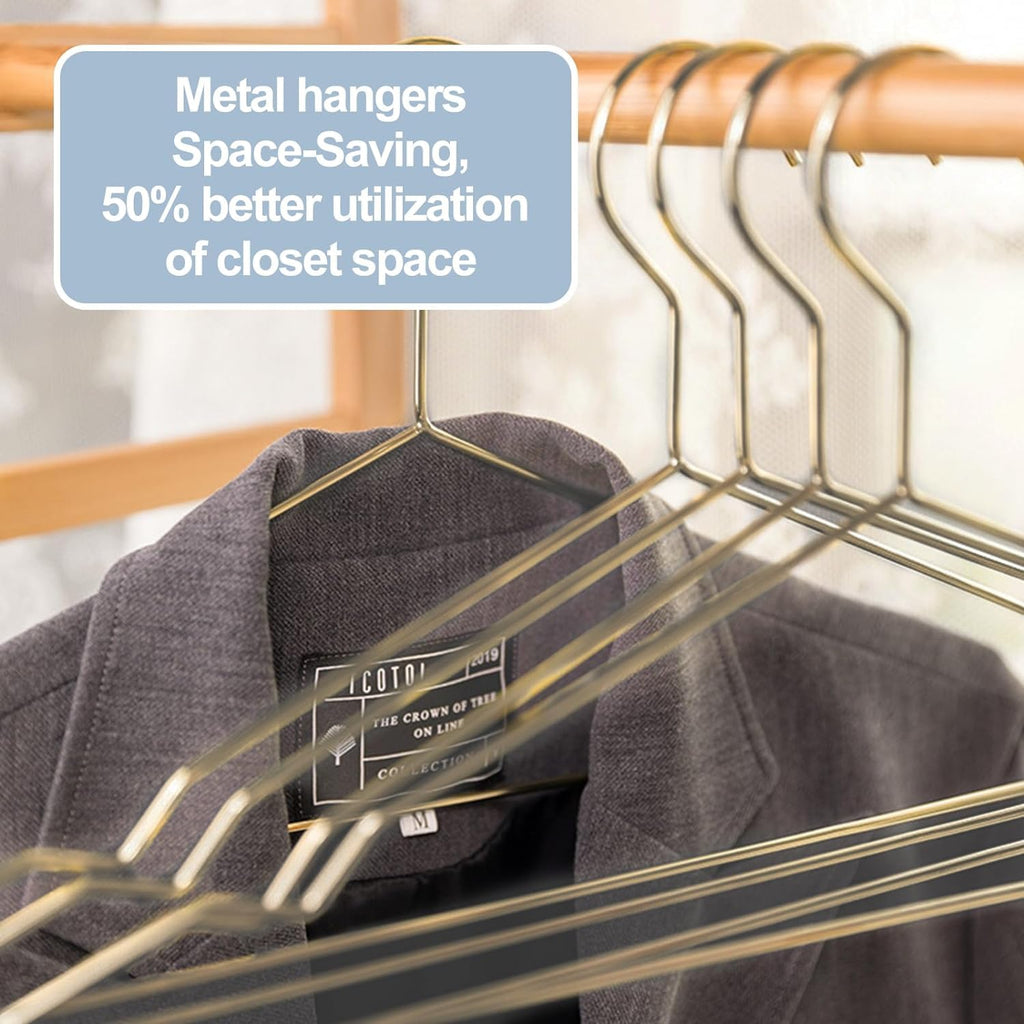 SPECILITE Gold Metal Hangers – 60 Pack Heavy Duty Space Saving 42cm