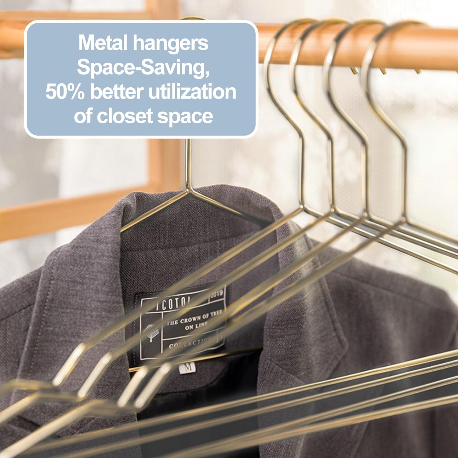 SPECILITE Gold Metal Hangers – 60 Pack Heavy Duty Space Saving 42cm
