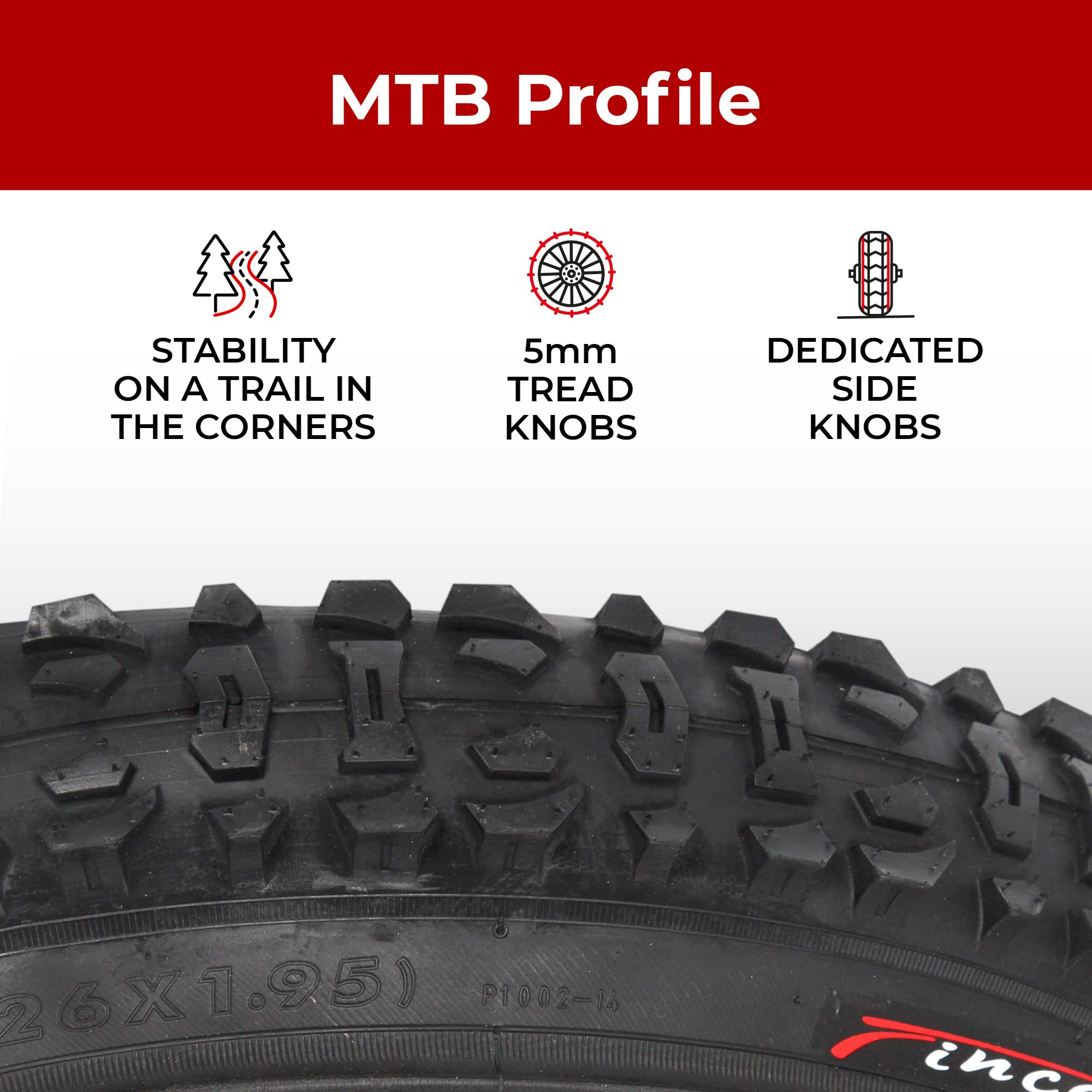Fincci 26 x 1.95 MTB Bike Tyres | Foldable 60 TPI with Inner Tubes (Pair)