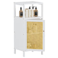 HITNET Bamboo Bathroom Cabinet | Narrow Rattan Storage Cupboard, White