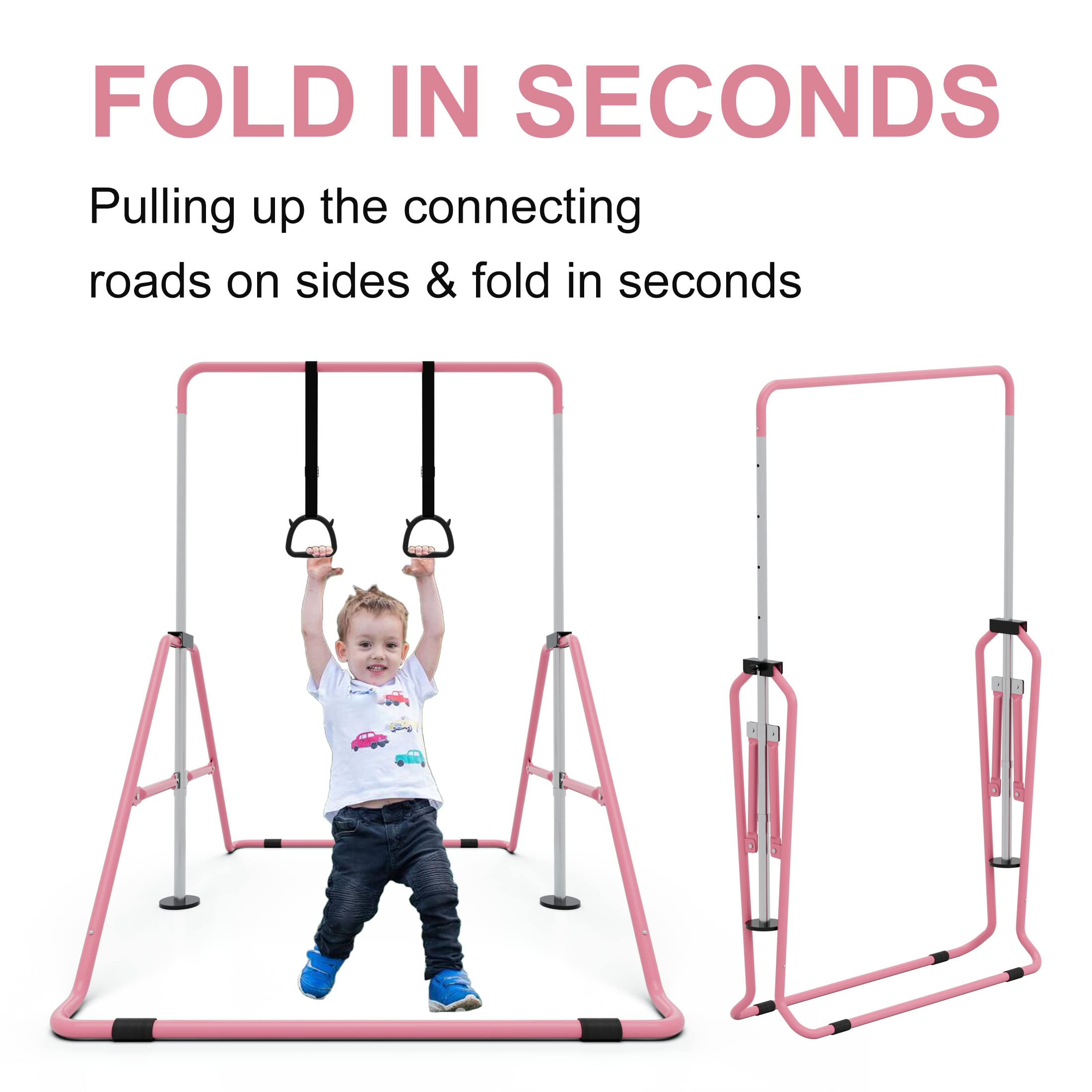 GYMMAGE Gymnastics Kip Bar with Pad | Adjustable Folding Training Bar
