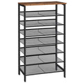 HOOBRO 8-Tier Shoe Rack – Large Metal Storage Shelf for 28 Pairs, Brown