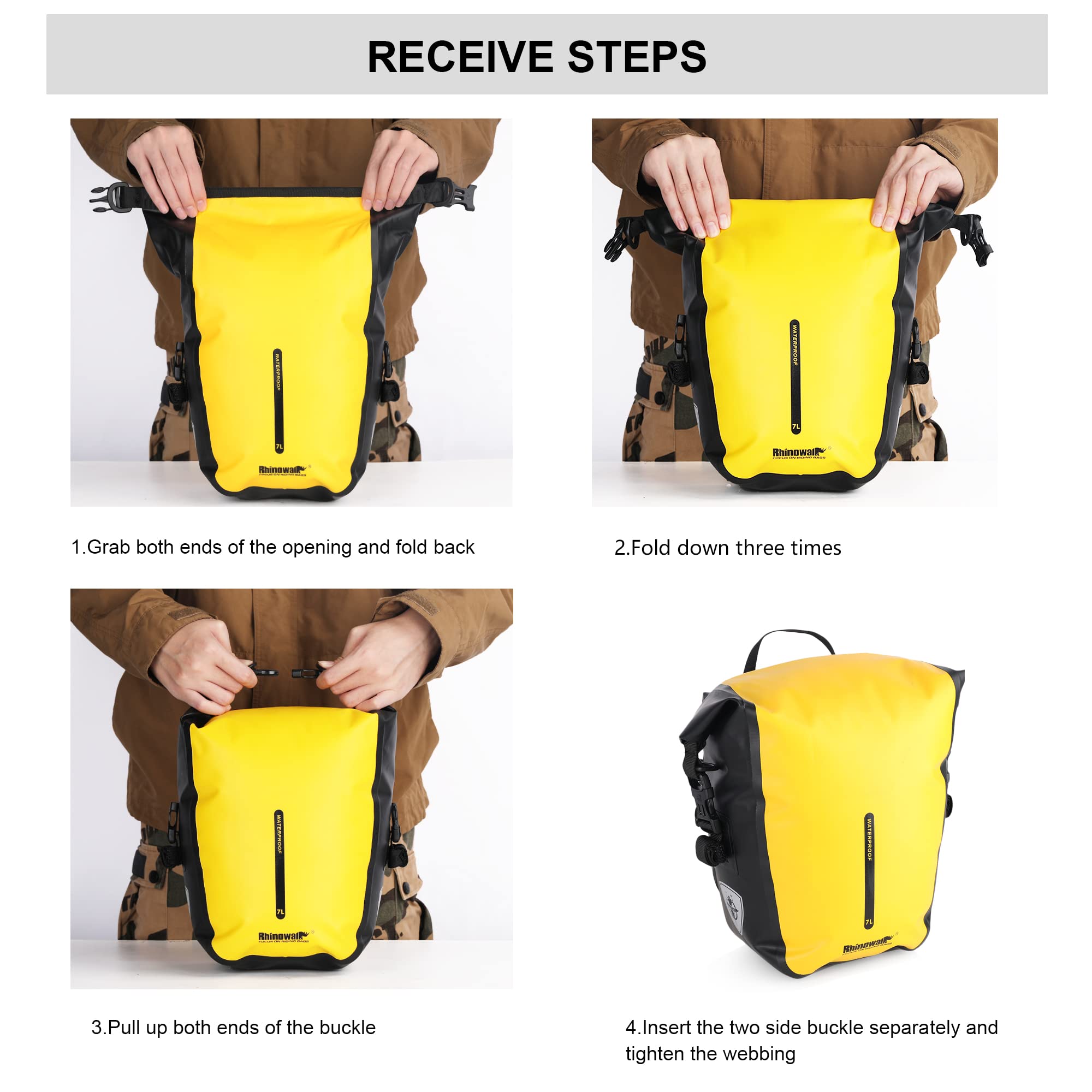 Rhinowalk 7L Waterproof Bike Pannier Bag | Rear Rack Cycling Bag