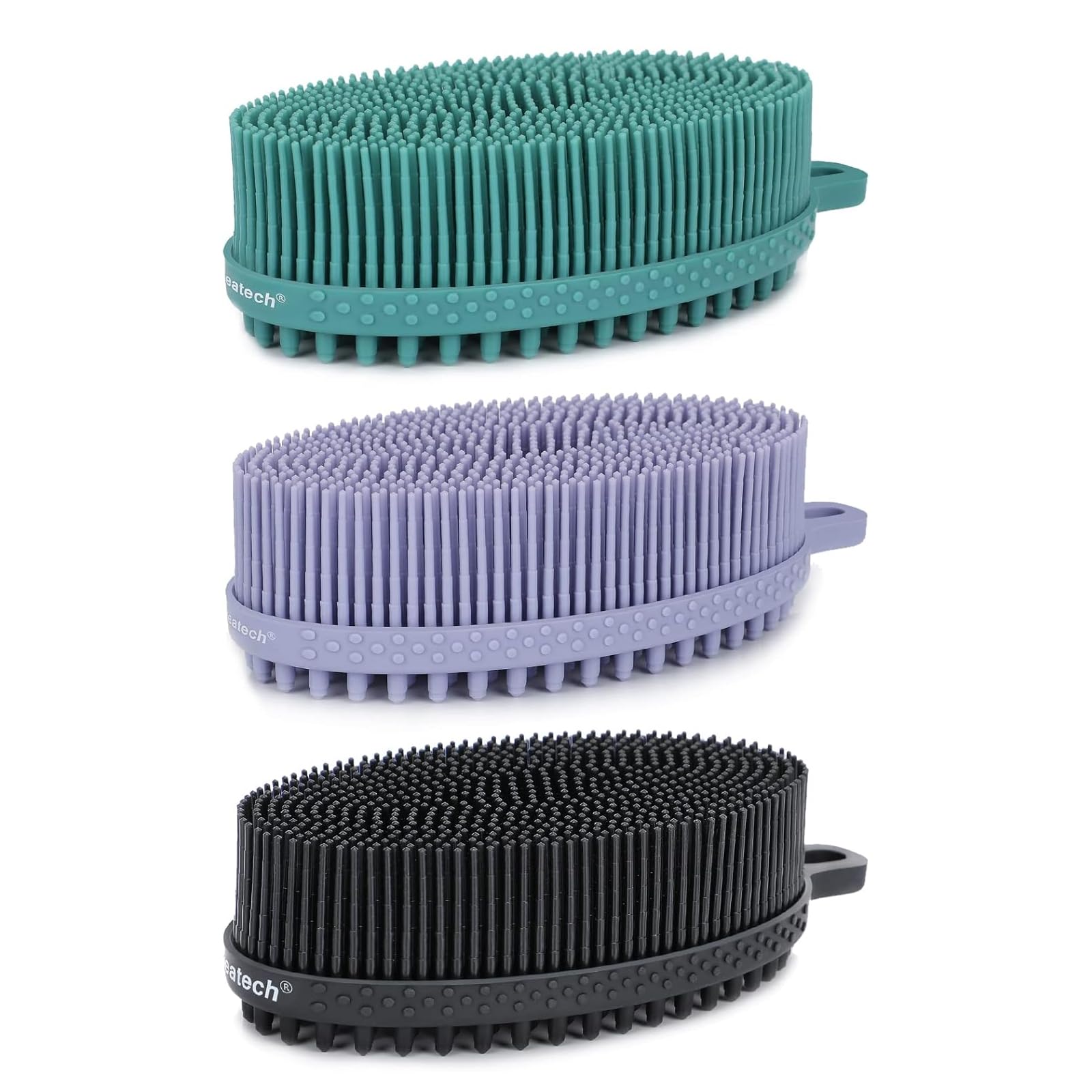 FREATECH 3-Pack Silicone Body Scrubber | Gentle Exfoliating Shower Brush