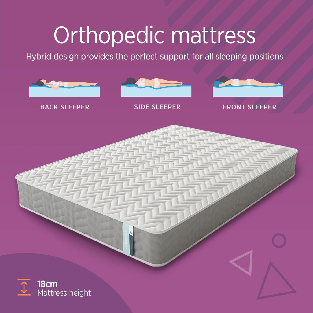 Summerby Sleep Three Zone King Mattress Memory Foam & Coil Spring Hybrid Mattress, 150cm x 200cm, Comfy & Affordable, Orthopaedic for King Bed