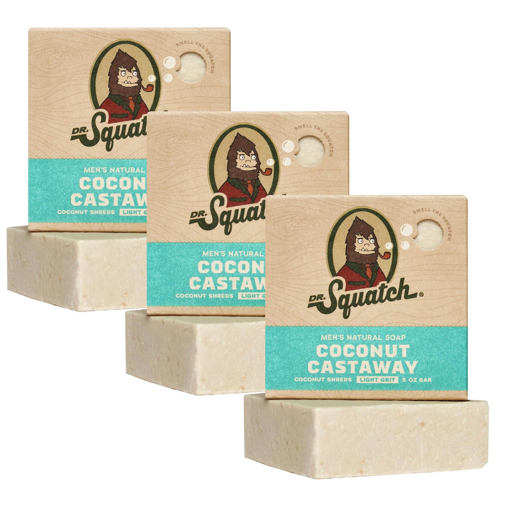 Dr. Squatch Natural Bar Soap for Men – Coconut Castaway (3-Pack)
