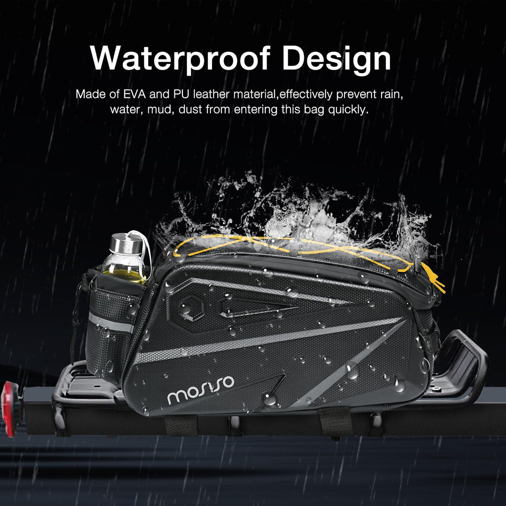 MOSISO 14L Waterproof Bike Rack Bag – EVA Rear Seat Trunk Pannier, Black