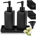 MirraSwit Black Glass Soap Dispenser with Tray, 350ML Square - image 1